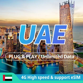 アラブ首長国連邦プリペイド 4G データ Sim カード無制限データ 4G 高速 UAE ドバイ Sim カードのサポート eSIM