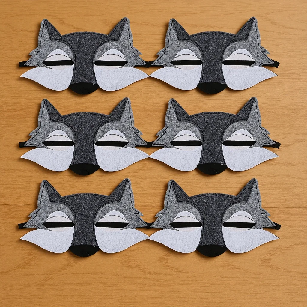 6 قطع قناع تنكري لباد الثعلب لديكور الهالوين أقنعة وجه الذئب نصف حيوان مخيف للرجال #6