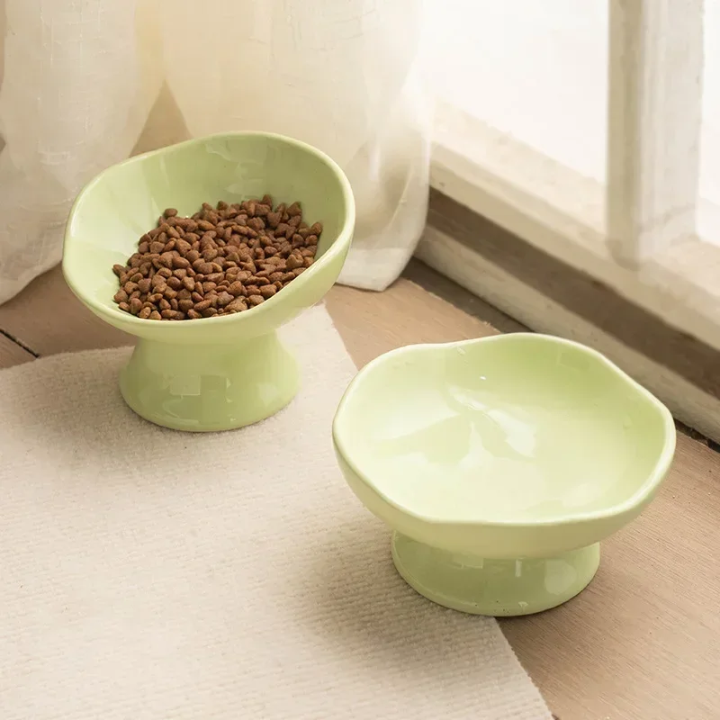 Cat Bowl Ceramic Pet Feeders Food Water Bowl Anti-upset