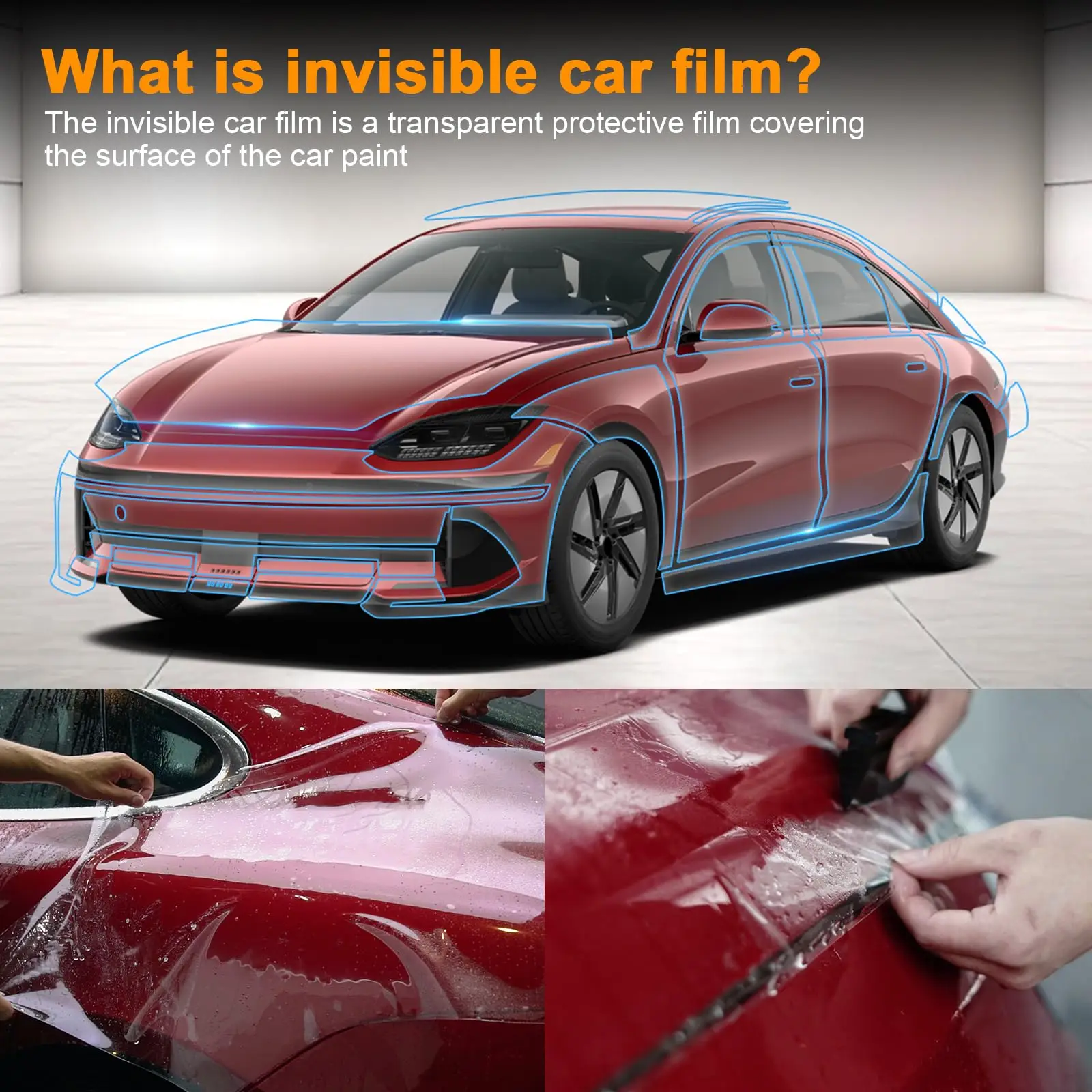 

9Mil TPU Scratch-resistant Car Paint Protection Film For 2023-2024 Hyundai IONIQ 6 Car Body Transparent Bra Per-cut PPF