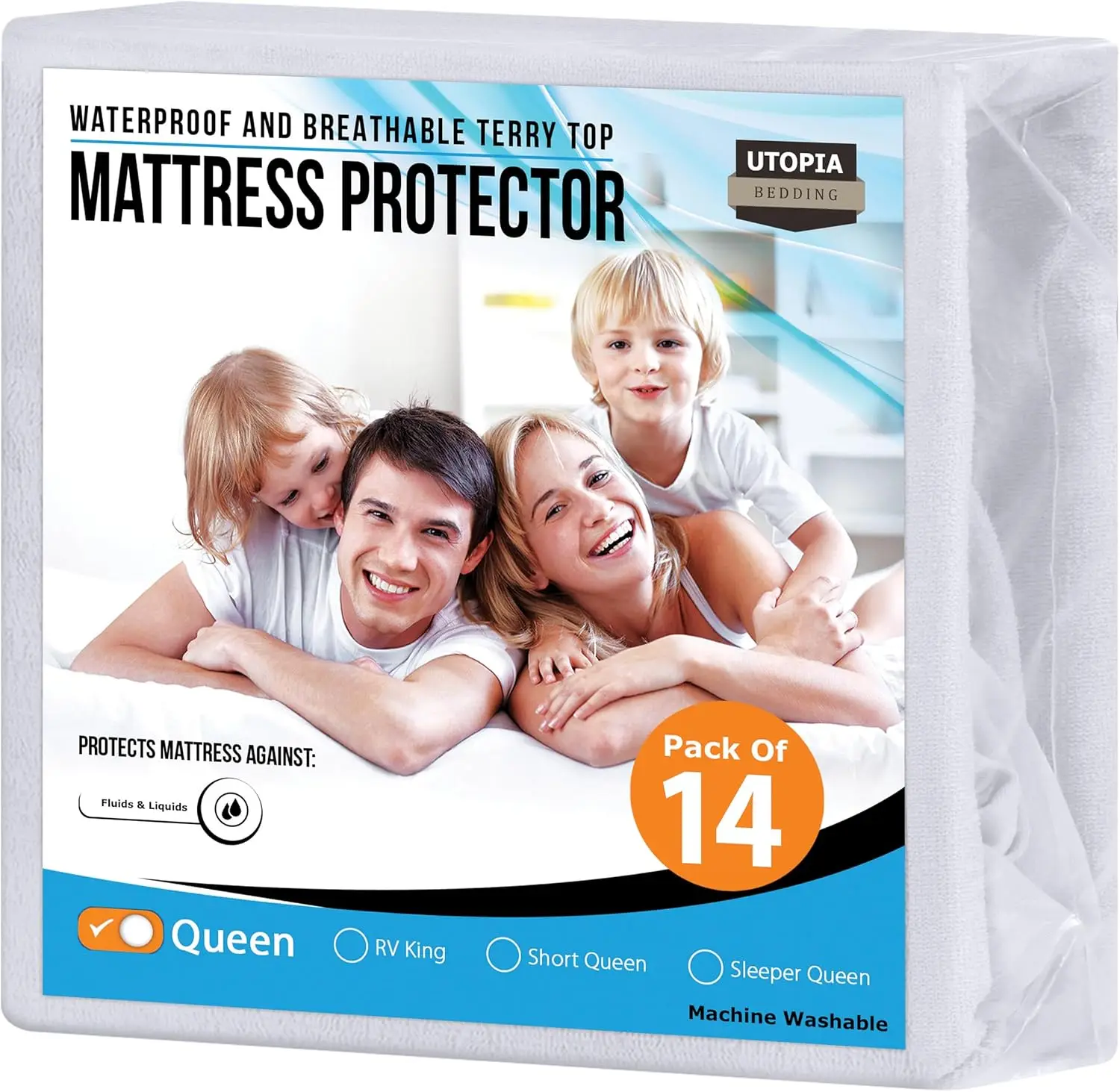 Utopia Bedding Waterproof Mattress Protector Queen Size (Pack Of 14), Premium Terry Mattress Cover 200 Gsm, Breathable, Fitted