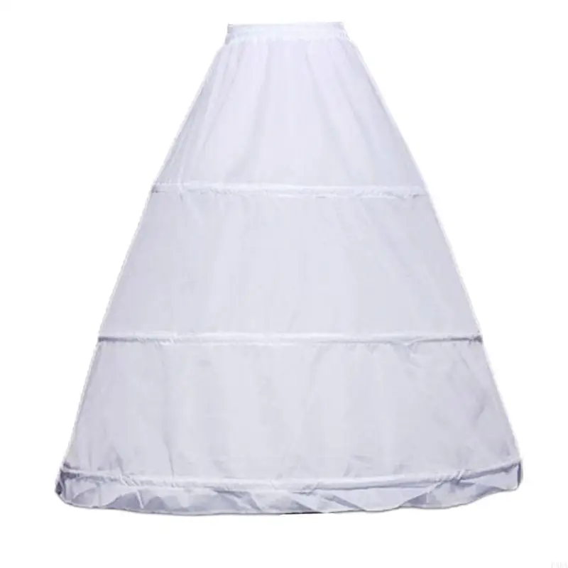 

P88A Women 3 Hoops A-Line Petticoat Adjustable Drawstring Waist Wedding Bridal Dress