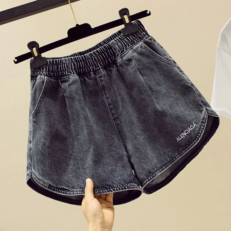 

Korean Style Women's Denim Shorts Wide Trend 2024 Female Short Jeans Pants Elasticty Fashion Clothing Flowy Low Price XXL Design