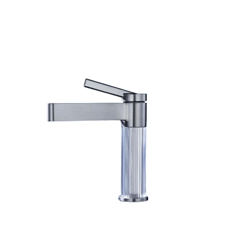 

Gun gray acrylic all-copper hot and cold water basin faucet rose gold face wash faucet