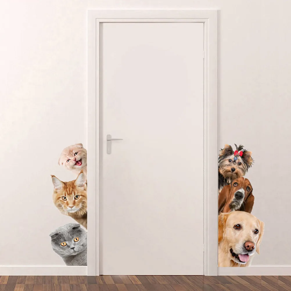 2 Pcs Outdoor Decor Wall Stickers Decorative Paper Animal Print Stencils Adhesive Drawing Cat Self-adhesive Painting Pattern