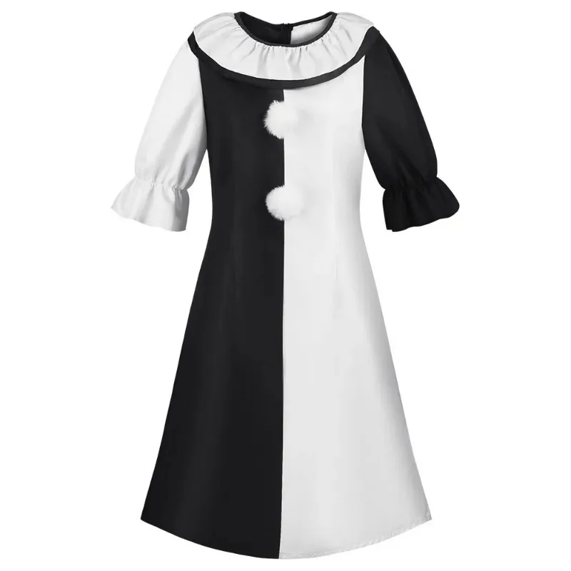 DY20Movie Terrifier Clown Cosplay Dress Women Fancy Party  Dress Hat Mask Killer Clowns Jumpsuit Halloween Costume Carnival Sets