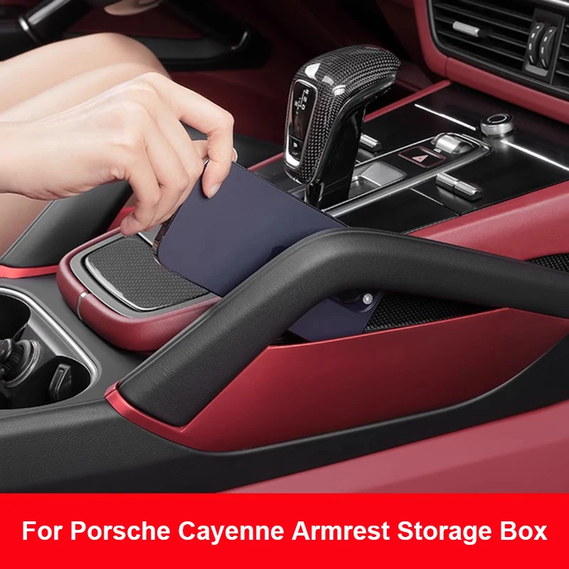 

For Porsche Cayenne 2018 2019 2020 2021 2022 2023 2024 Car Center Console Gap Storage Box Phone Holder Auto Armrest Organizer