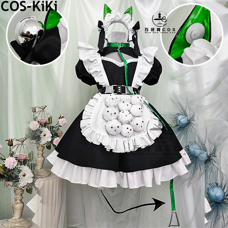 COS-KiKi Vtuber VirtuaReal Aza Maid Dress Game Suit Nifty Lovely Uniform Cosplay Costume Halloween Party Role Play Outfit Women