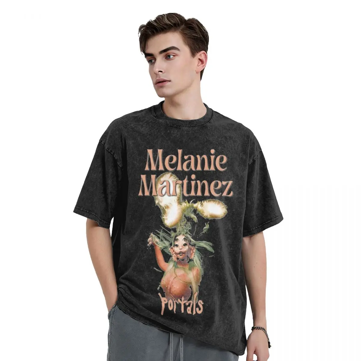 Melanie Martinez Big Portals T Shirt Hip Hop Washed Harajuku T-Shirt Singer for Men Women Tops Streetwear Printed Tee Shirt