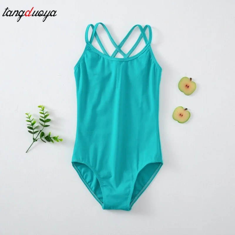 Hot Sale Cheap Classics Practice Dance Wear Double Strap Camisole Kids Girls White Black Pink Blue cotton Girls' Ballet Leotards