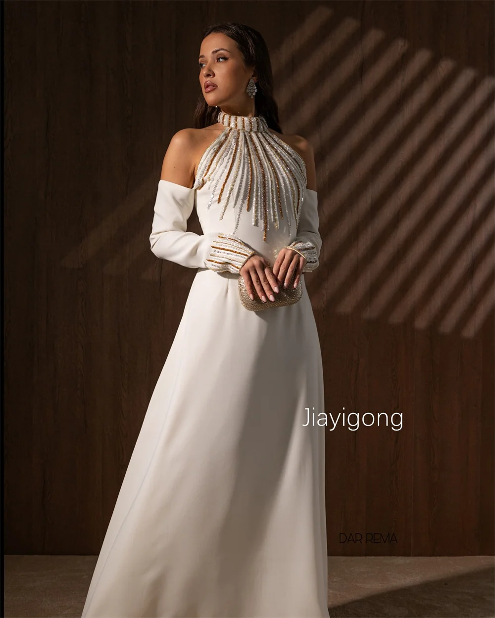 Personalizado requintado jérsei plissado lantejoulas padrão a linha halter longo vestidos de baile sob medida ocasião alta qualidade