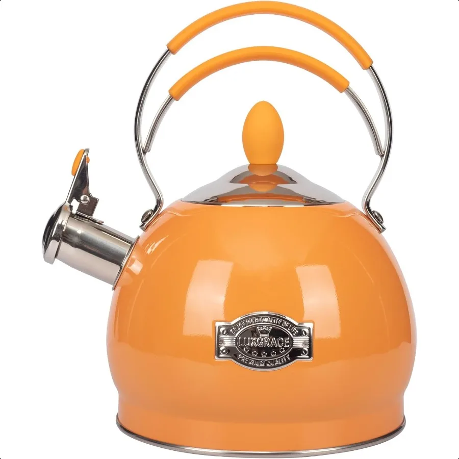 

Whistling Tea Kettle Stainless Steel Teapot Teakettle for Stovetop Induction Stove Top Fast Boiling Heat Water Tea Pot 2.6 Quar