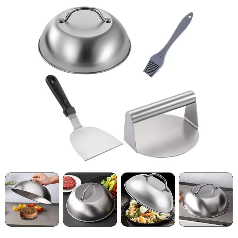 Burger Press set  Patty Making Mold Tools Kitchen Gadget Burger Press Handle Stainless Steel Home Pressing Meat Smash Smasher