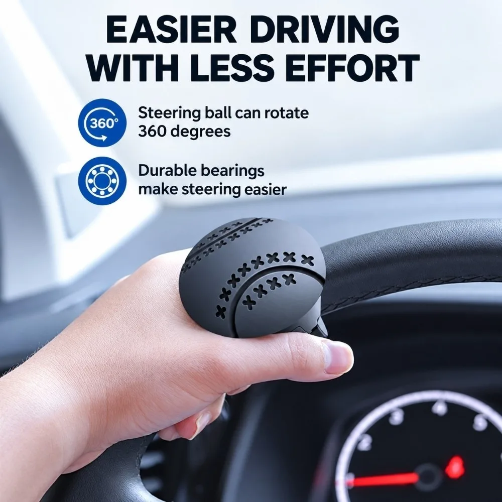 360° Rotation Turning Steering Wheel Booster Labor-Saving Design Metal Bearing Steering Wheel Spinner Knob Booster Ball