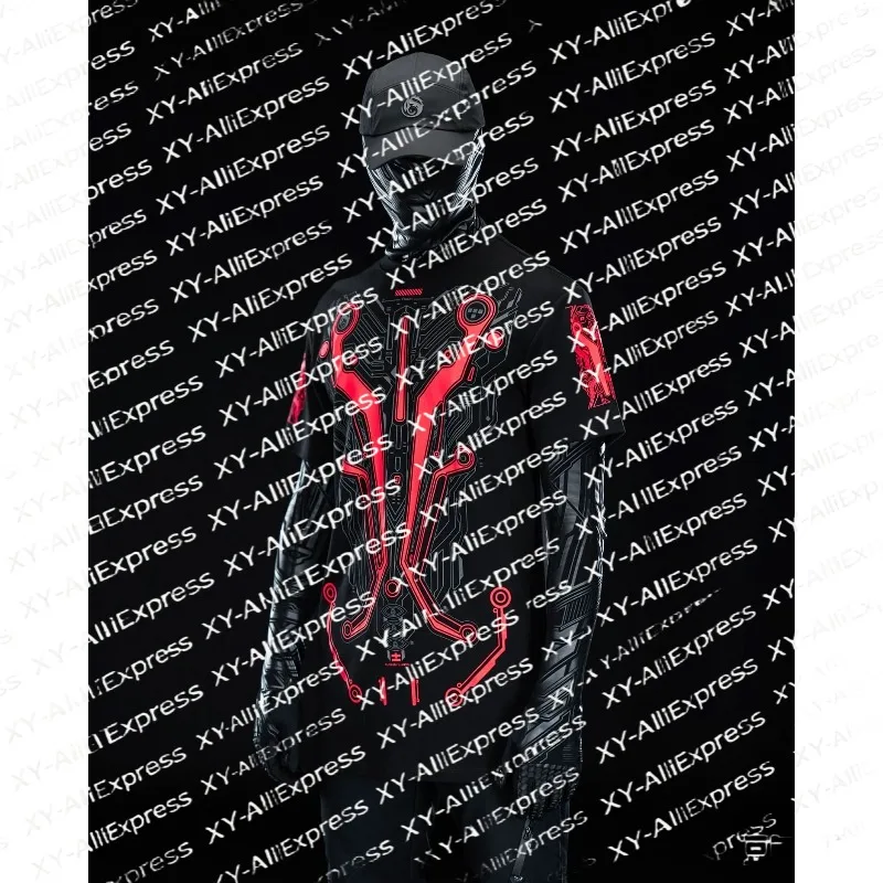 Men Short Sleeve Outdoor Shirt, Quick Dry & Breathable. Organic Red Vein Front Print, Bio-tech Futurism  City Exploration Trips