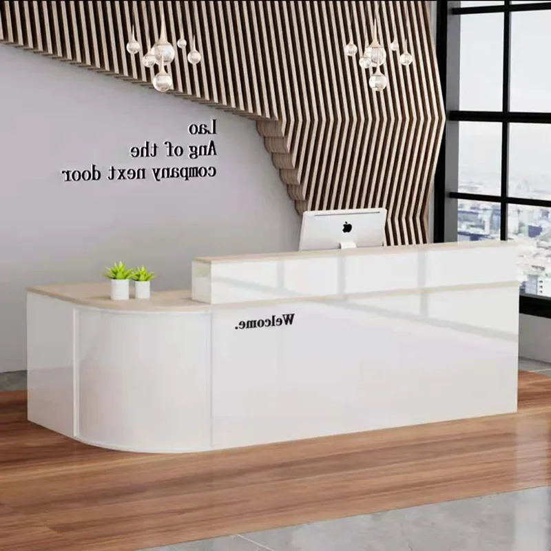 Mesa de recepção clínica de informações moderna loja em forma de l mesa de recepção salão de beleza branco mesa de escritorio móveis escritório