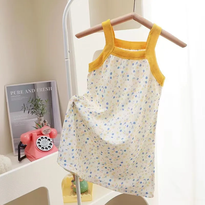 Girls Breathable Sleeveless Strap Dress Summer Toddler Girl Casual Dress Nightgown Homewear Sleepwear Wholesale