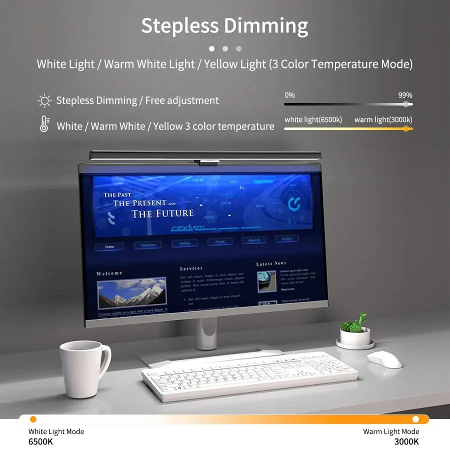 USB PC bilgisayar monitör işık çubuk filtre asılı monitör işıkları kısılabilir masa monitör lambası ev ofis çalışması için okuma işık