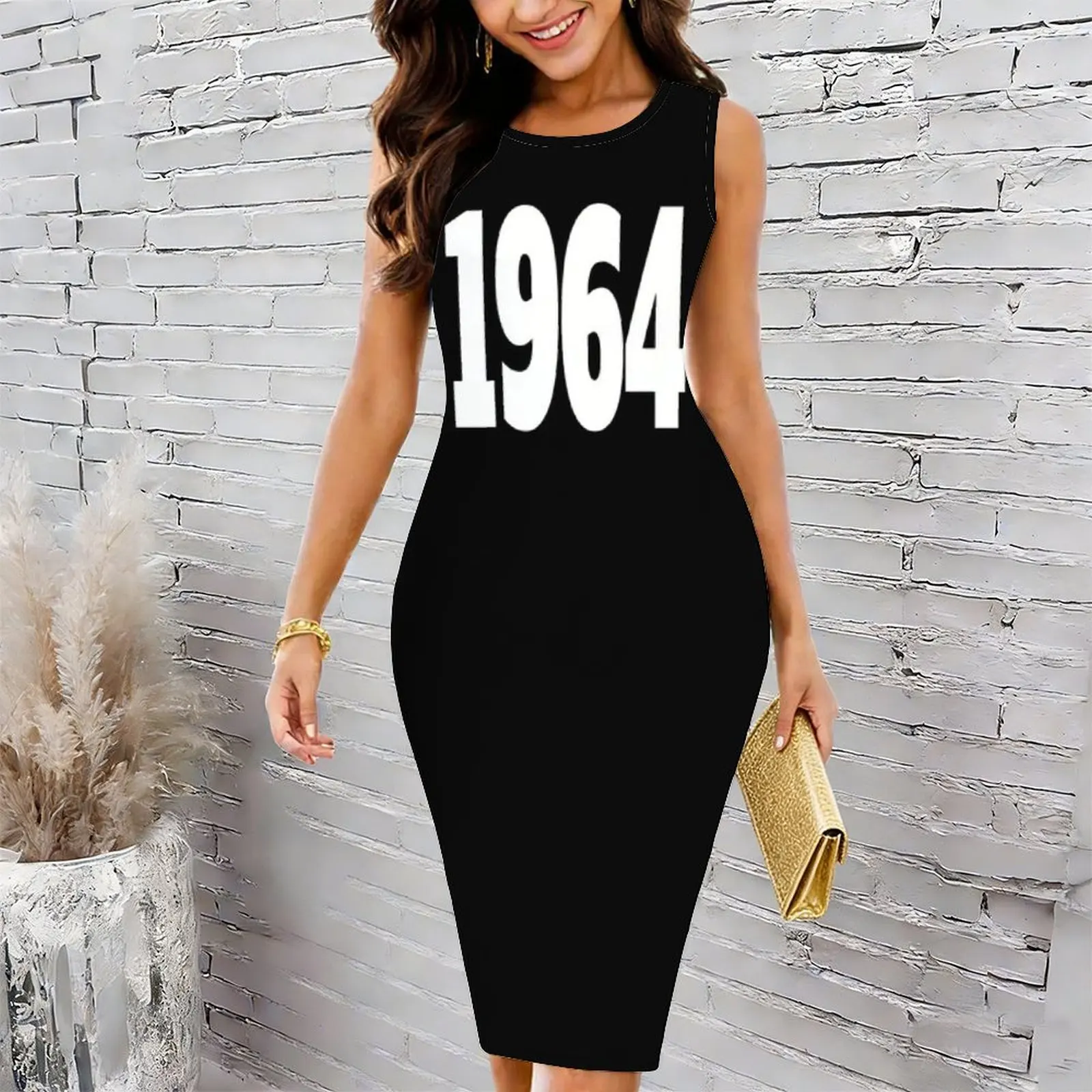 1964 Women's Round Neck Tight Hip Wrap Skirt