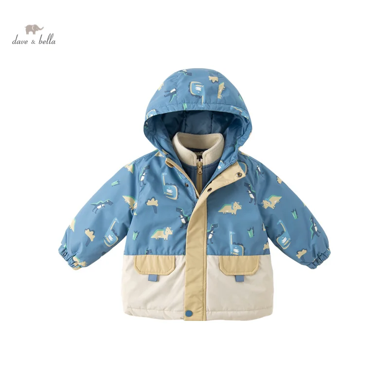 Dave Bella Children Boys 2023 Autumn Winter New Fashion Casual Hooded Overcoat Two Piece Waterproof Outdoor Sport DB4237137