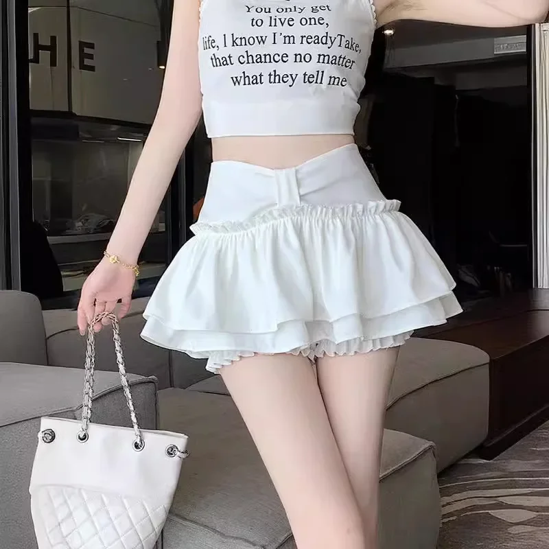 Pure Desire Sweet Spicy Girl Skirtbow Elastic Waist Design Sensibility Anti-Exposure Petite Short Skirt Insensibility