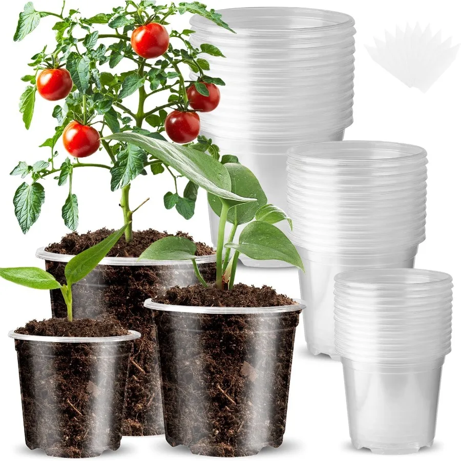 

36 Packs 4 5 6 Inch Clear Nursery Pots for Plants Transparent Plastic Pots for Plants with Drainage Holes Durable Seed Starter