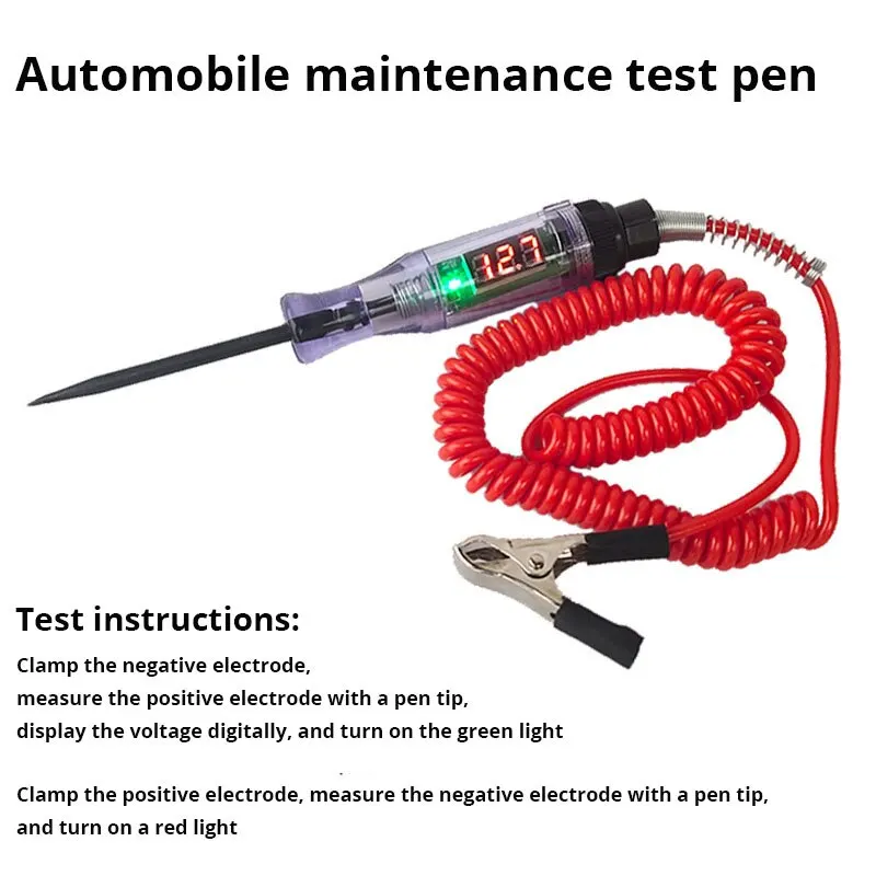 Probador de circuito de voltaje de camión y coche, 6V, 12V, 24V CC, pantalla Digital, pluma de sonda larga, Bombilla, herramientas de diagnóstico de automóvil, reparación de automóviles