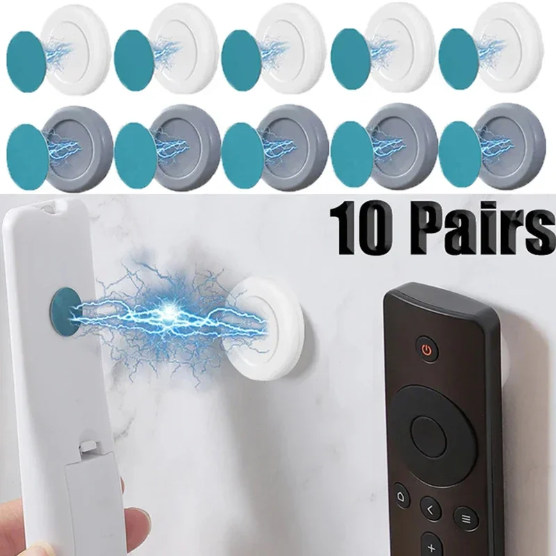 10Pairs Strong Magnetic Hooks Wall Mount Anti-Lost Magnet Storage Holder for Remote Control Fridge Sticker Home Organizer Hook