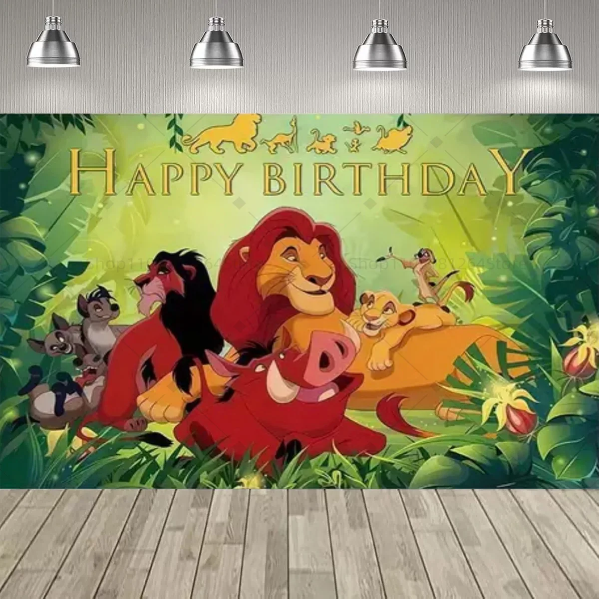 Cartoon König der Löwen Simba Happy Birthday Party Hintergrund Dschungel Safari Kinder 1. Geburtstag Baby Shower Party Dekorationen Kulisse – Detail 7