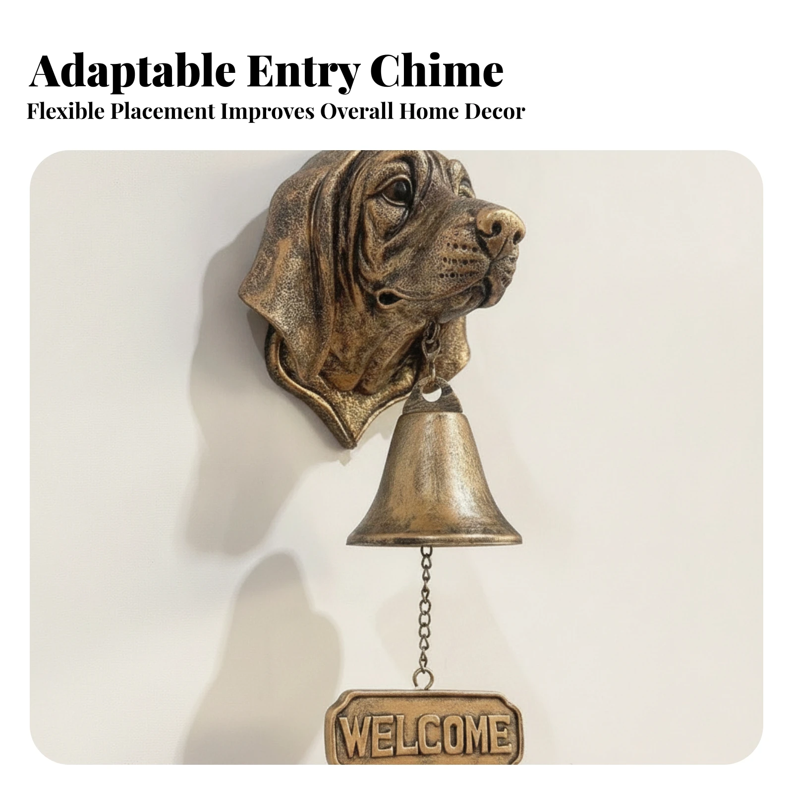 Antique Bronze Dog Doorbell Rectangular Plaque Wall-Mounted Dog Doorbell Decorative Welcome Sign for Entryway