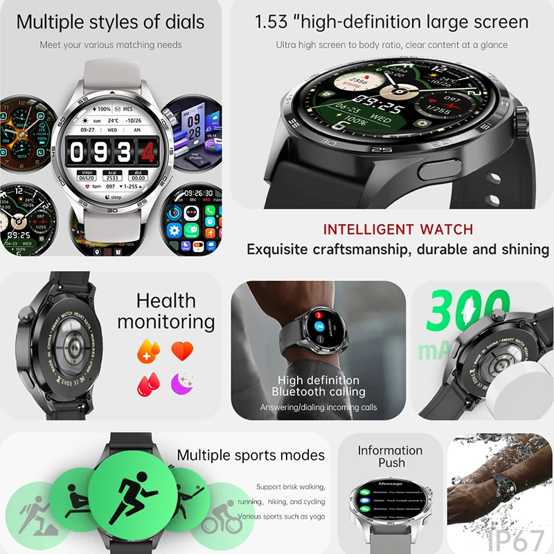 GEJIAN Nieuw herenhorloge 5 Pro Bluetooth-oproep Ondersteunt GPS-functie NFC-horloge Hartslaggezondheidsmonitoring 1,53-inch smartwatch