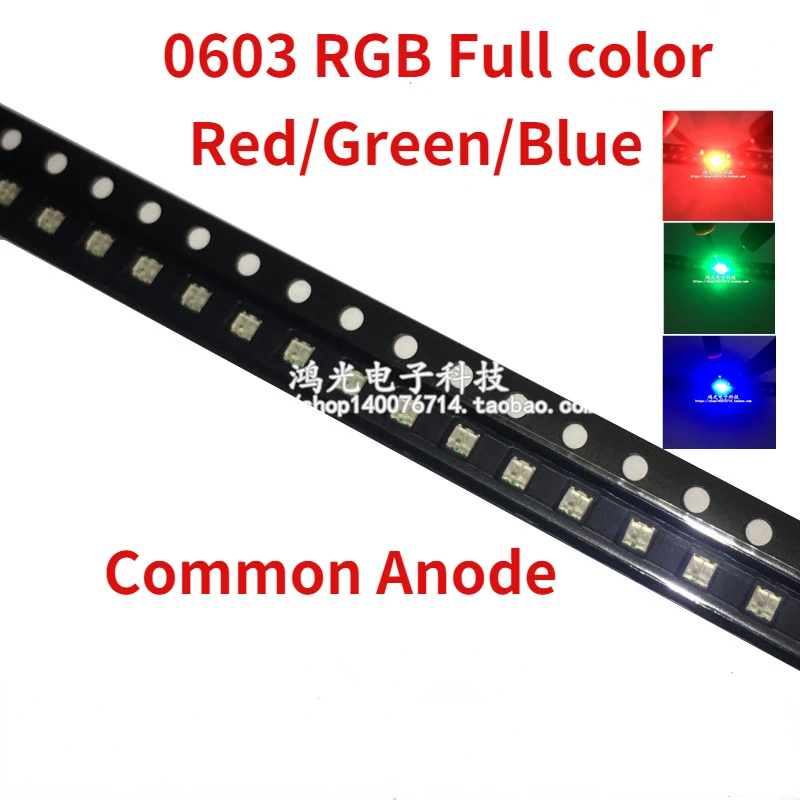 100pcs  SMD 0603 Full color RGB Common Anode Led 0606 RGB LED Diode 4-Bin 1615 colorful Red/Green/Blue Luminous tube