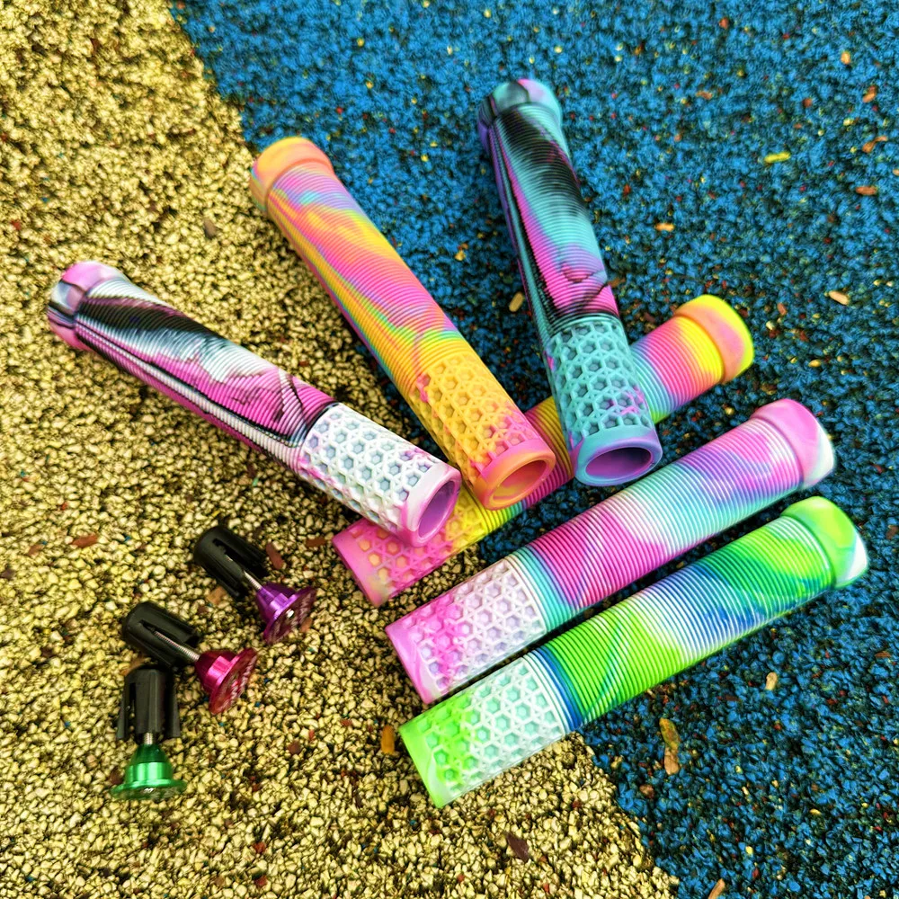Ultra-light Extended 16CM Mixed-color Bicycle Handlebar Cover Striped Rubber Anti-slip Soft Handle Bike Grip Handle Q350