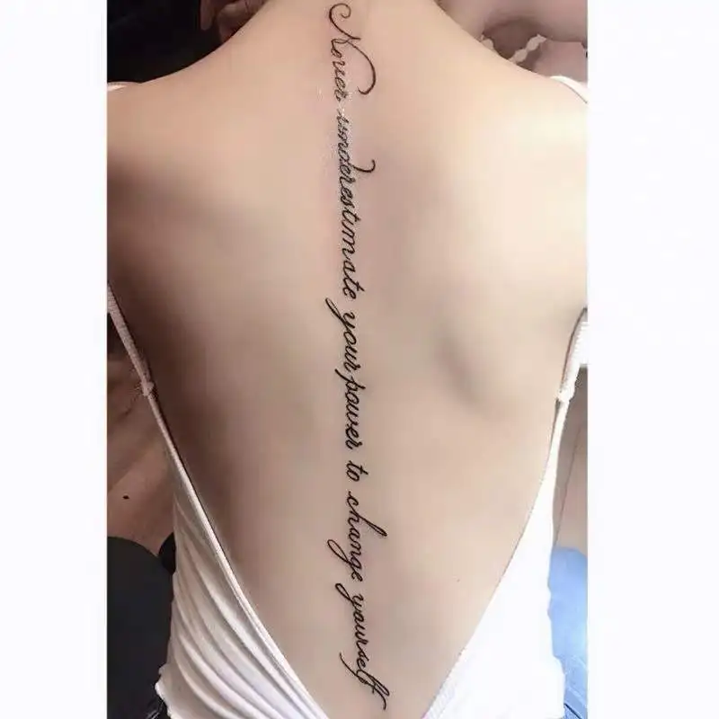 Autocollants de faux tatouage imperméables pour femmes, décalcomanie de fête, transfert d\'eau arrière, temporaire, châssis, alphabet anglais, longue