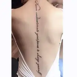 Sexy Alphabet English Long Line Waterproof Fake Tattoo Stickers For Women Back Water Transfer Temporary Tattos Party Decal