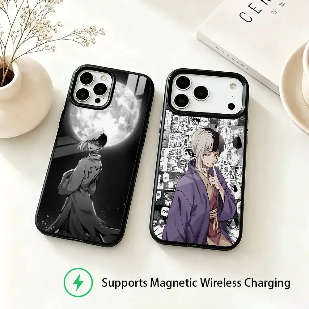 Anime Dr STONE Asagiri Gen Phone Case For iPhone18,17,16,15,14,13,12,11 Plus,Pro Allows magnetic wireless charging