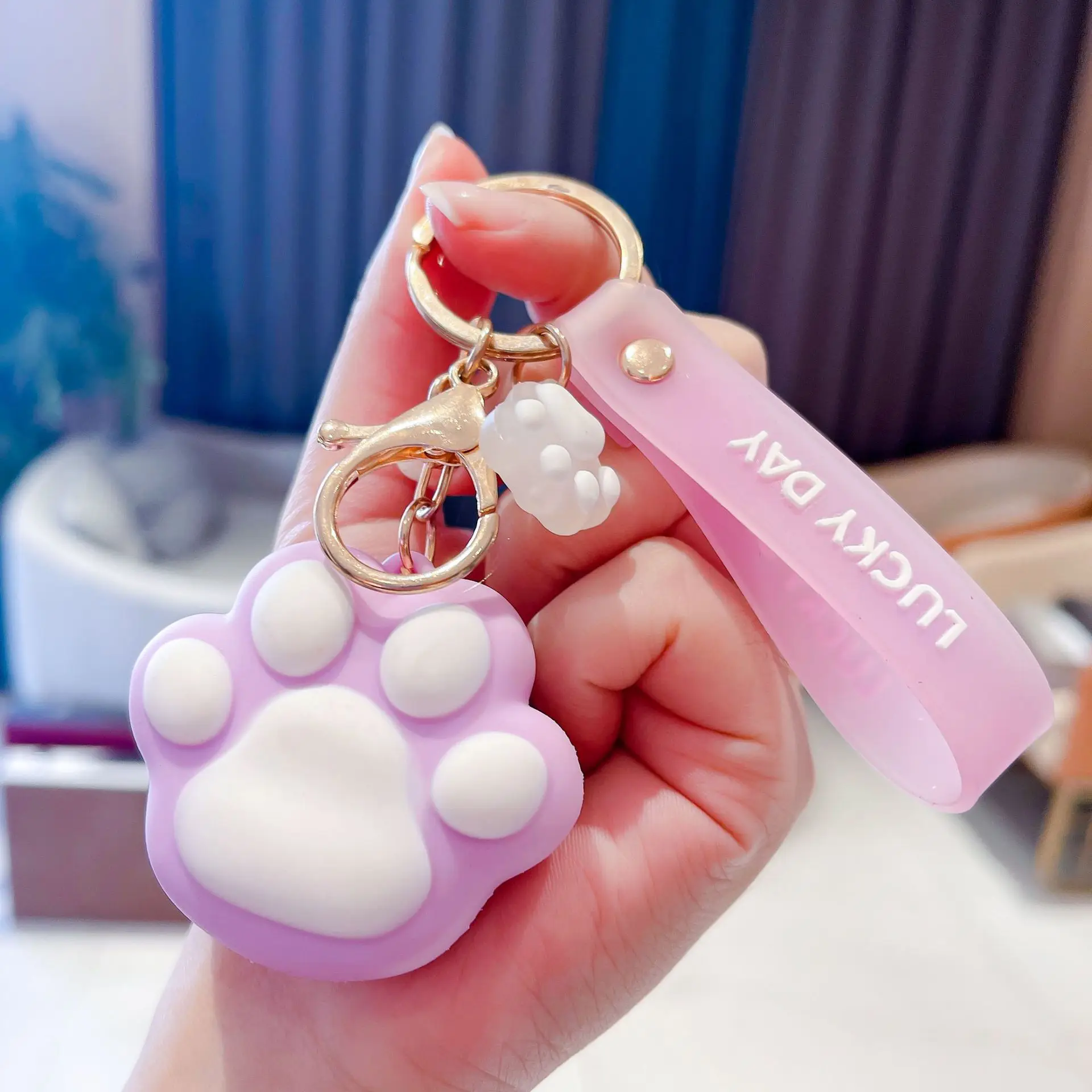 Desenhos animados Cat Claw Coin Purse para Mulheres, Silicone Cat Paw Chaveiro, Garra de animal kawaii com chaveiro para meninas, Bolsa Decoração Carteira, Presente