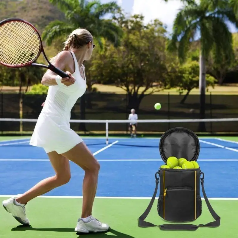 

Tennis Balls Bag Adjustable Shoulder Strap Carry Bag MultiPocket Baseball Bag for Pickleballs and Table Tennis Training