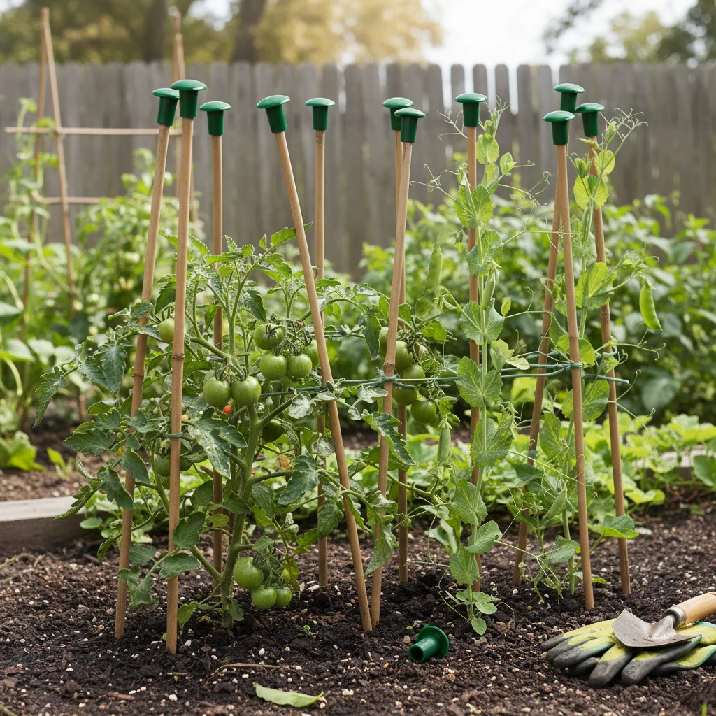 Protective Plant Support Sticks Durable for Home Gardening Vine Bamboo Fixing Safe Edge Caps Weather-Resistant PP Plastic