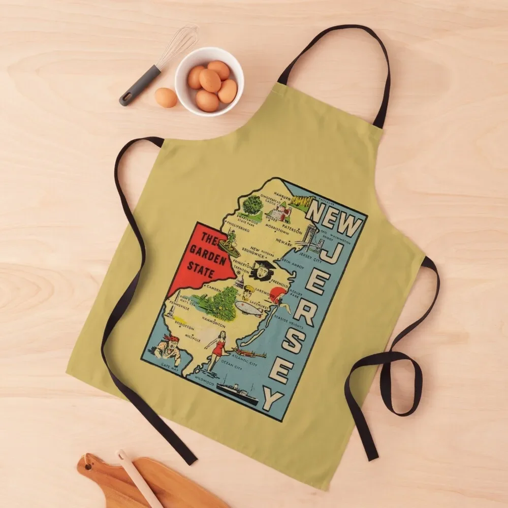 

Vintage New Jersey Map Apron Christmas gift Kitchen on the wall Kitchen Household Items Barber Apron