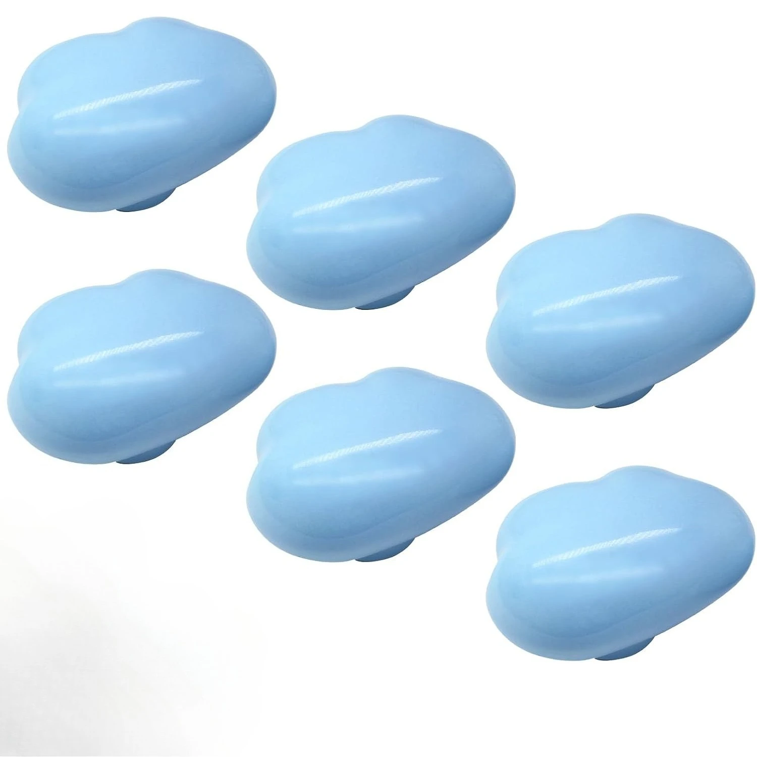 Glossy Cloud Shape Ceramic Drawer Knobs Cute Pull Handles With Screws For Kids Bedroom Kitchen Cupboard Wardrobe