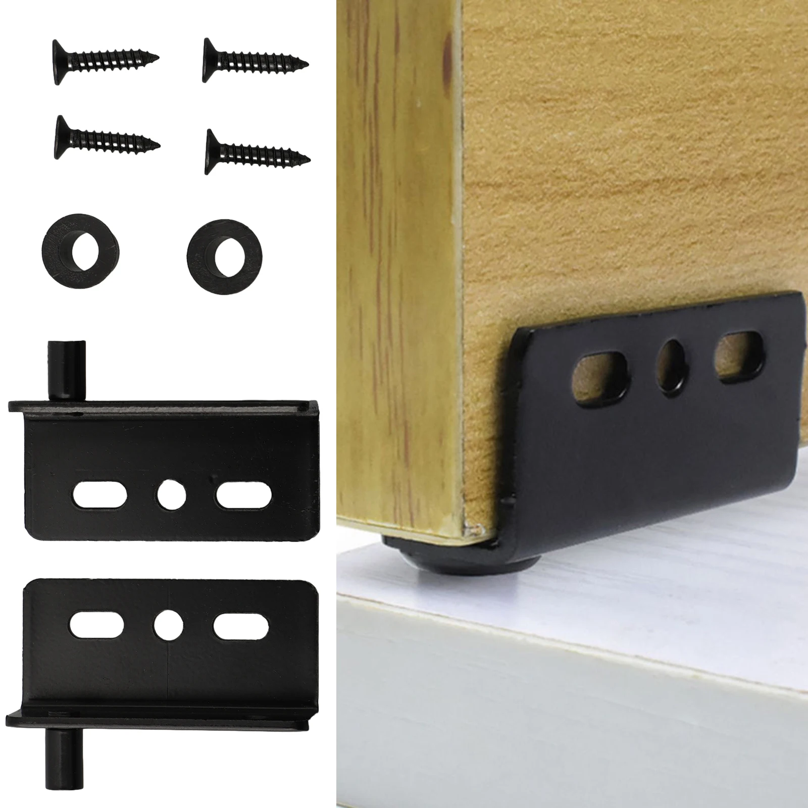 2Pcs Pivot Hinges Black Heavy Duty Concealed Shaft Door Hinges With Bushing For Wood Door Drawers Furniture Cabinets Wardrobes