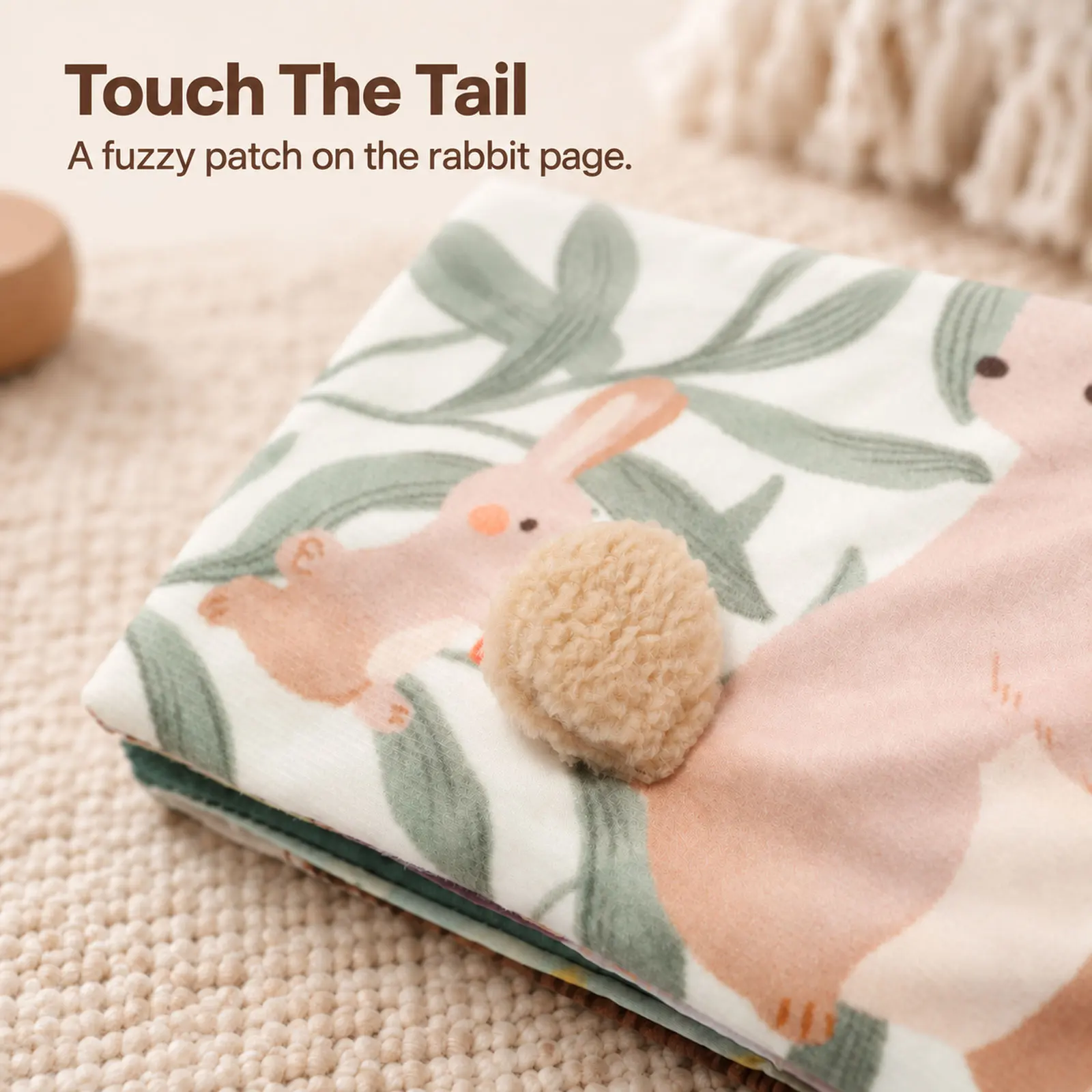 Montessori Forest Baby Book - Soft Sensory Cloth Book with Mirror & Teether for Newborn 0-12 Months, Woodland Activity Toy Gift