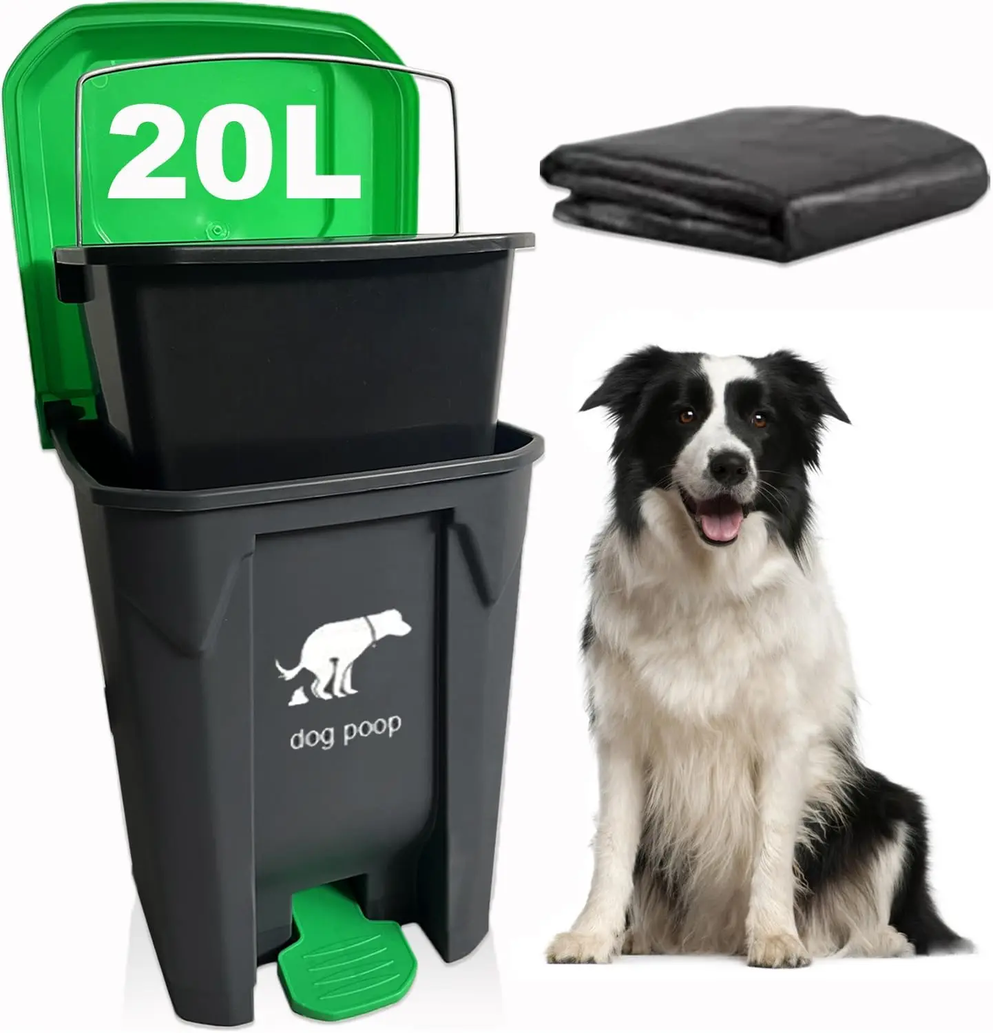 

5-Gallon Hands-Free Pet Waste Bin with Removable Bucket - Odorless Outdoor Trash Can for Dogs