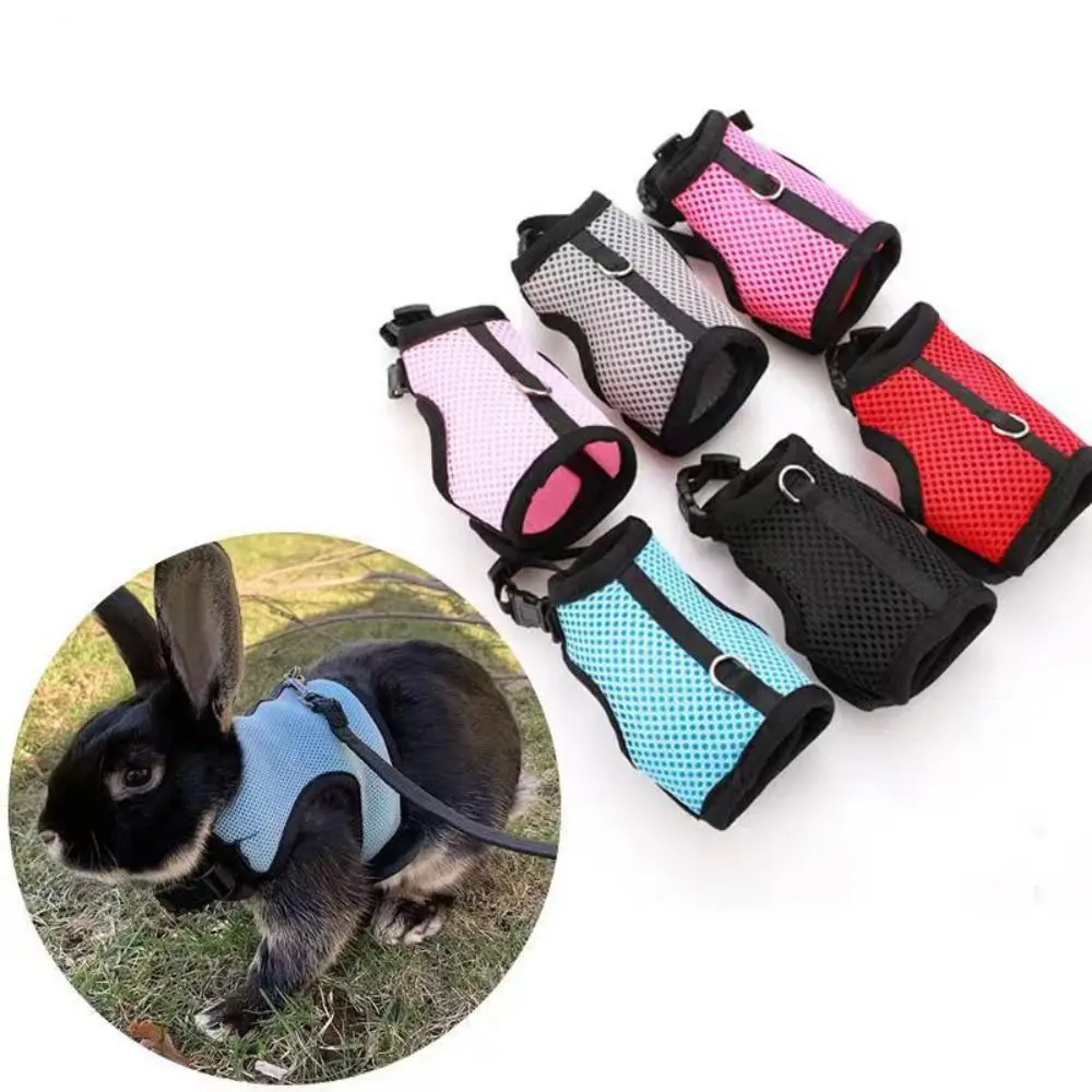 Mutil-Colors Rabbit Harness and Leash Set Breathable Stylish Pet Harness Soft Adjustable Pet Chest Strap Small Animal