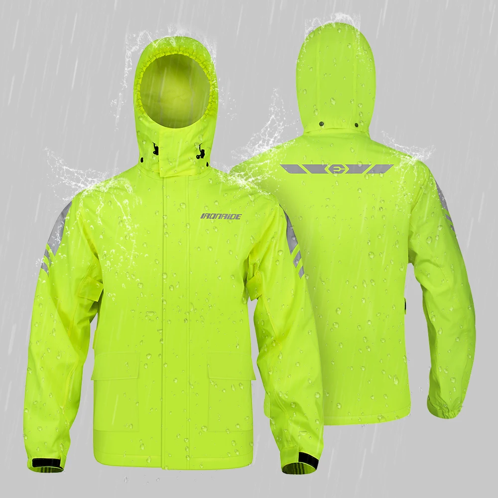 Motorcycle Rainsuit Adult Waterproof Split Raincoat Suit Cycling Motorbike Jacket Pant Lightweight Foldable Windproof Reflective