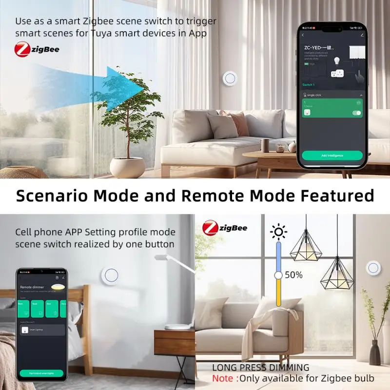 Tuya Zigbee Knop Smart Scene Switch Met Batterij Multi-Scene Koppeling Afstandsbediening Intelligente Smart Home Zigbee Gateway Nodig