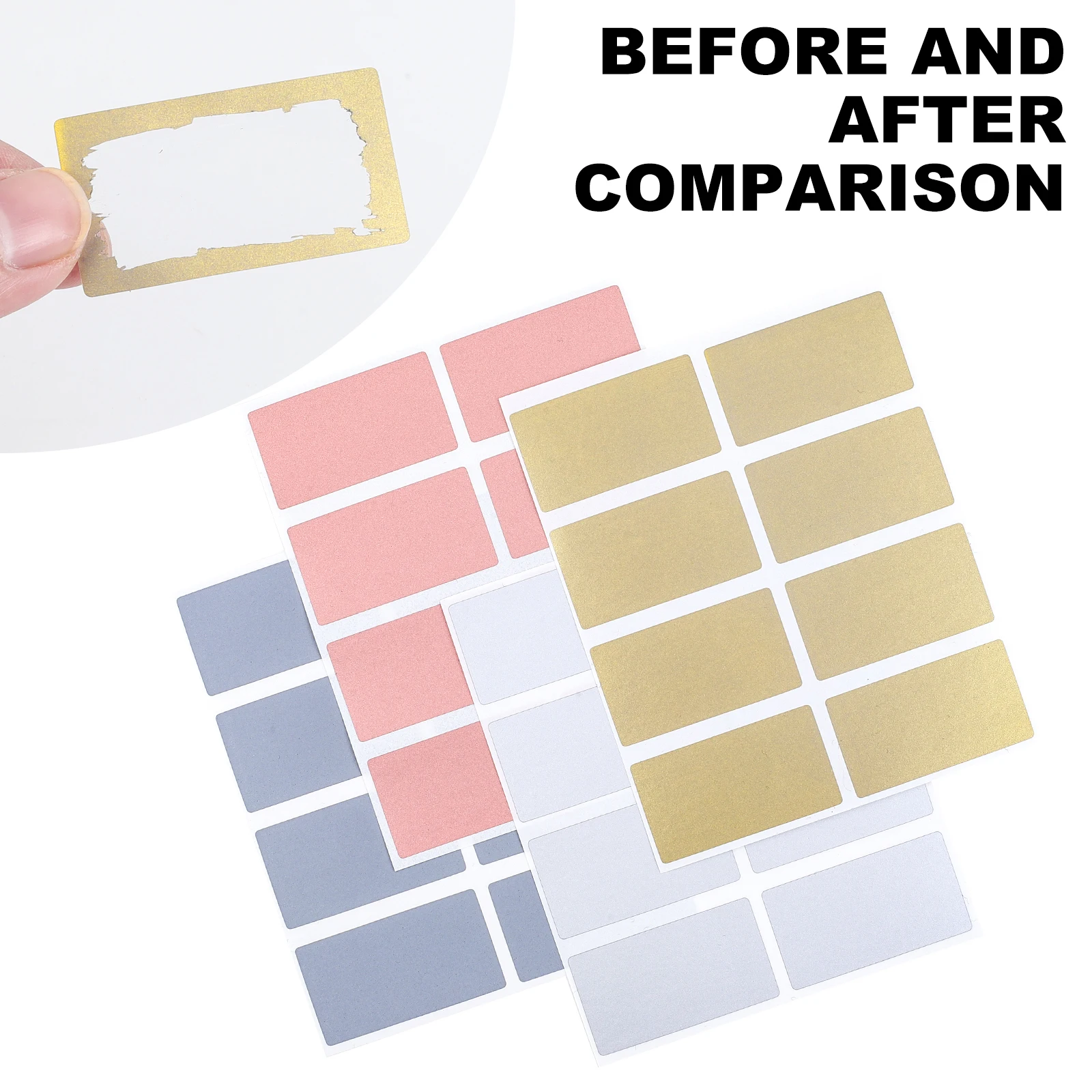Shengshijie 23mmx42mm 4 Colors Scratch off Sticker 300pcs/pack Adhesive Stickers Party Activity Favors Stationery Sticker