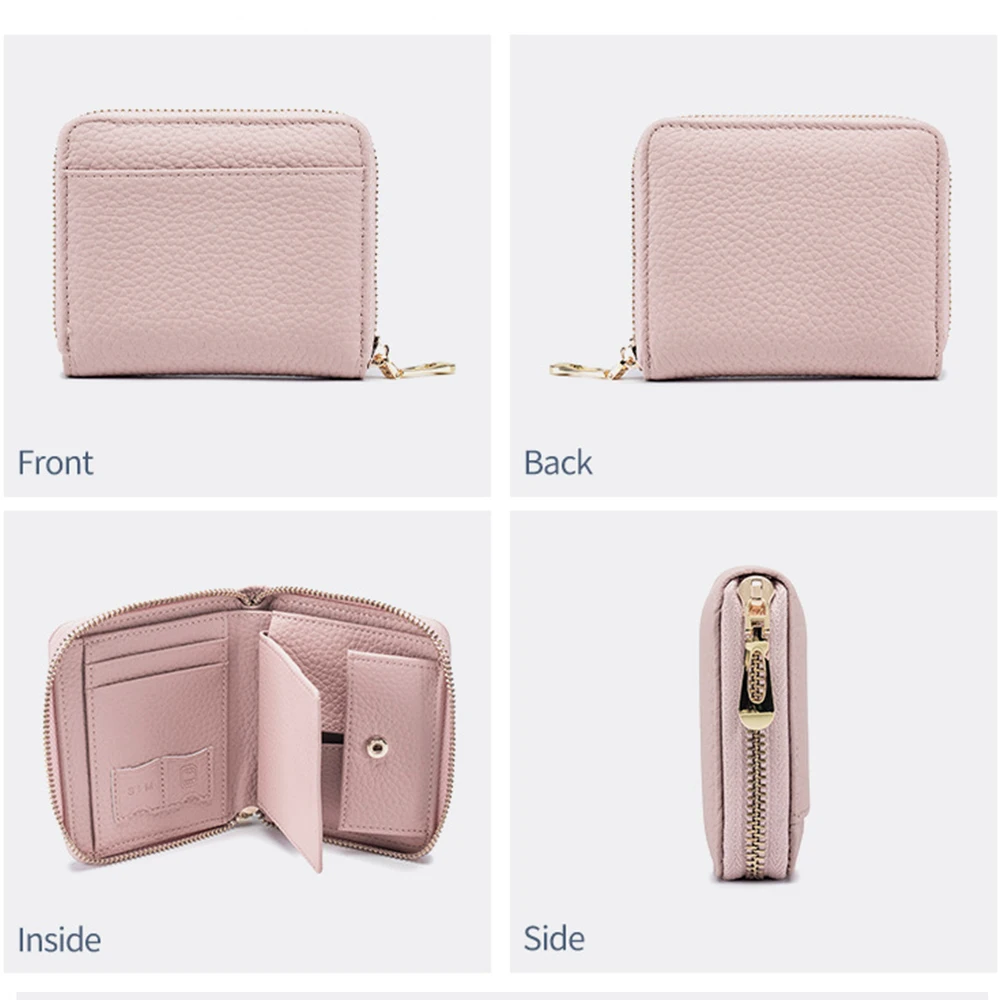 Women Wallet RFID Blocking Multi-function Card Wallets Leather Zipper Bifold Purse with SIM Card Slot