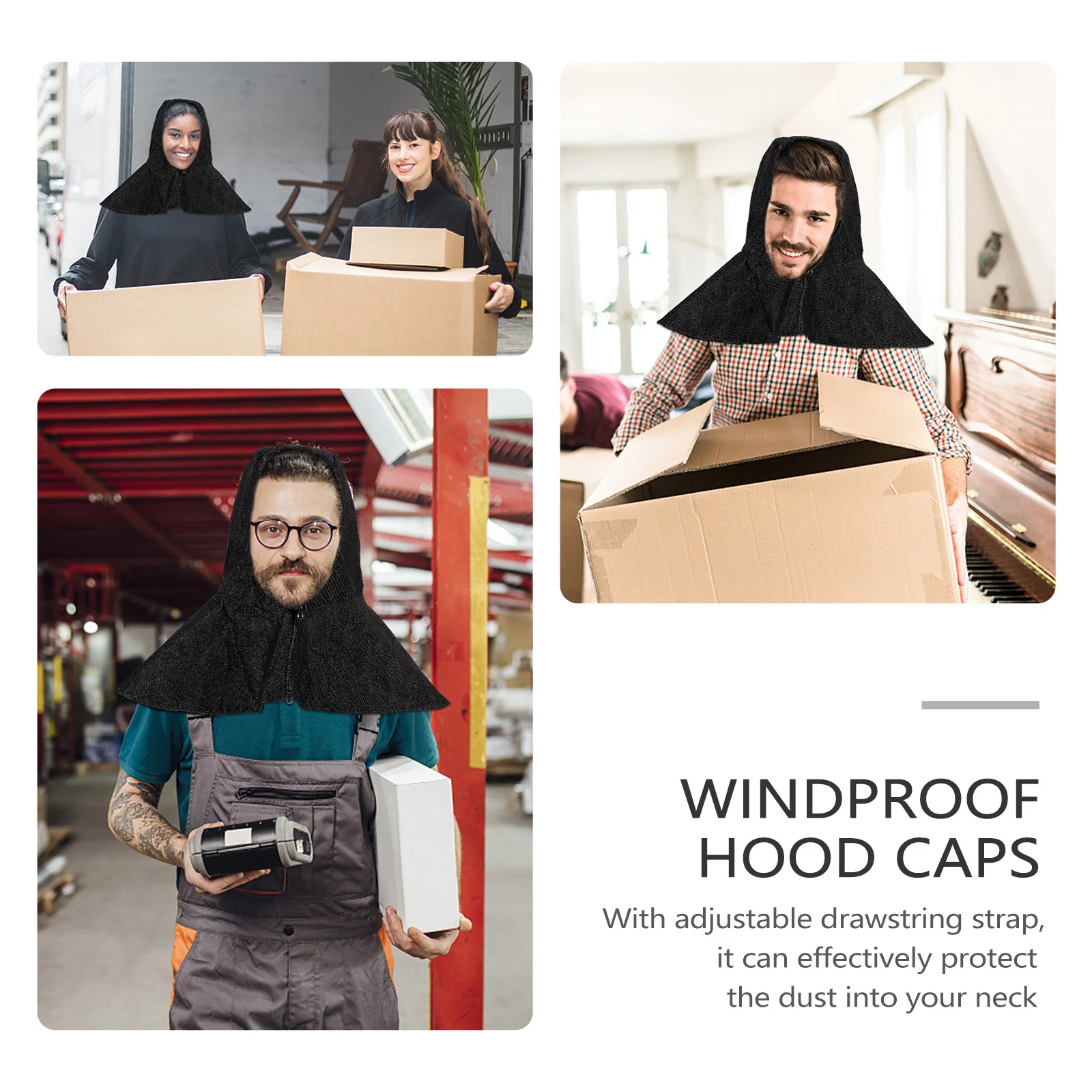 

2Pcs Protective Hood Caps Windproof Hat Hood Adjustable Drawstring Neck Shoulder Drape Breathable Lightweight for Fishing Work